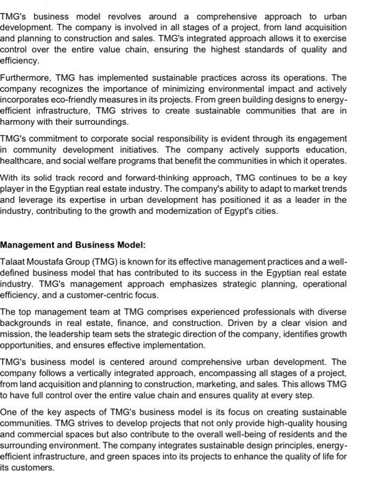 Moustafa Group (TMG) is one of the leading real estate development companies