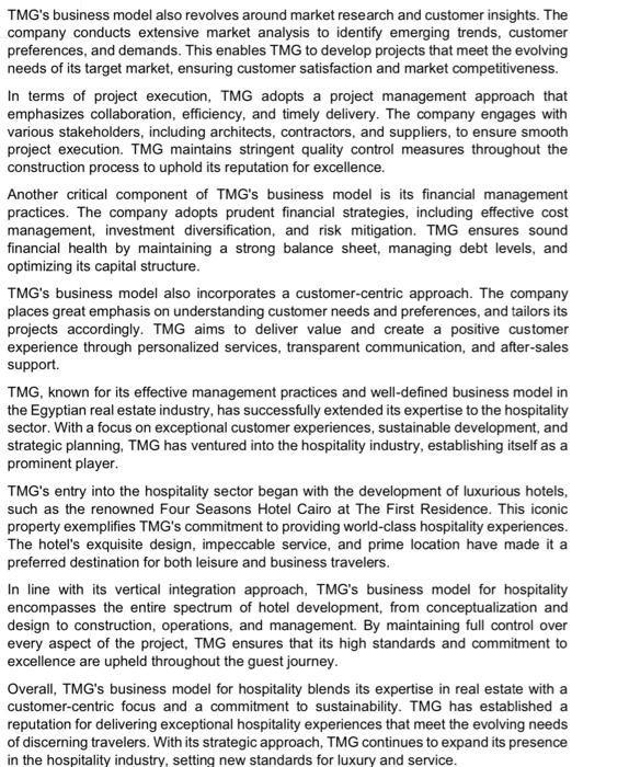 in Egypt. Founded by Eng. Talaat Moustafa in the late 1970s, TMG