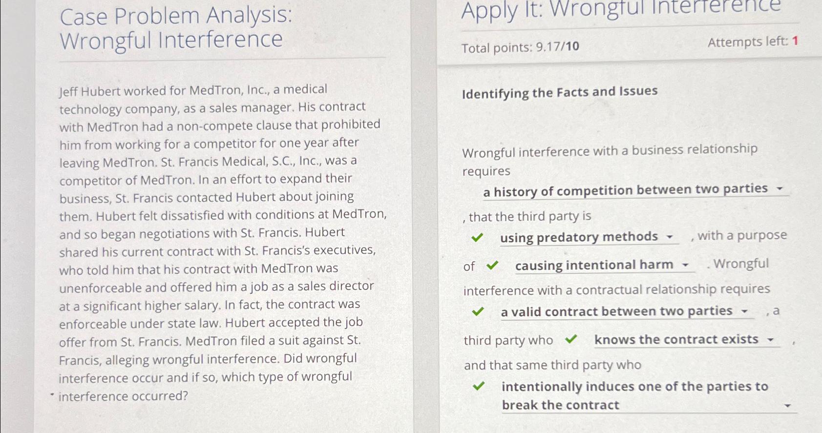  Case Problem Analysis: Wrongful Interference Jeff Hubert worked for MedTron, Inc.,
