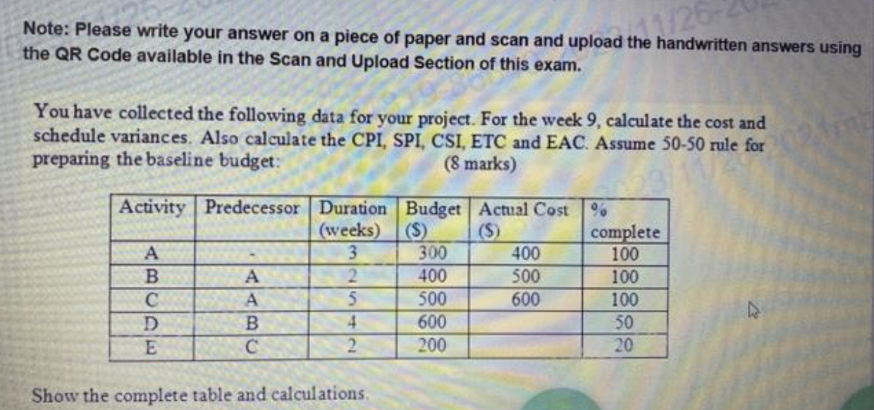  Note: Please write your answer on a piece of paper and