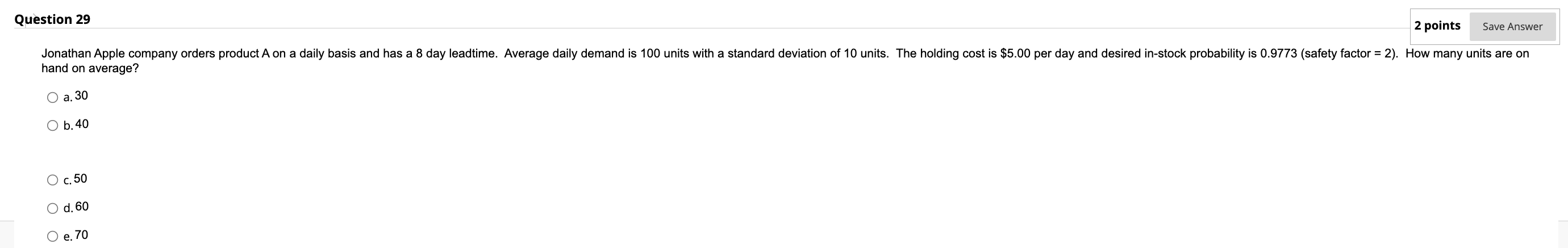 hand on average? a. 30 b. 40 c. 50 d. 60