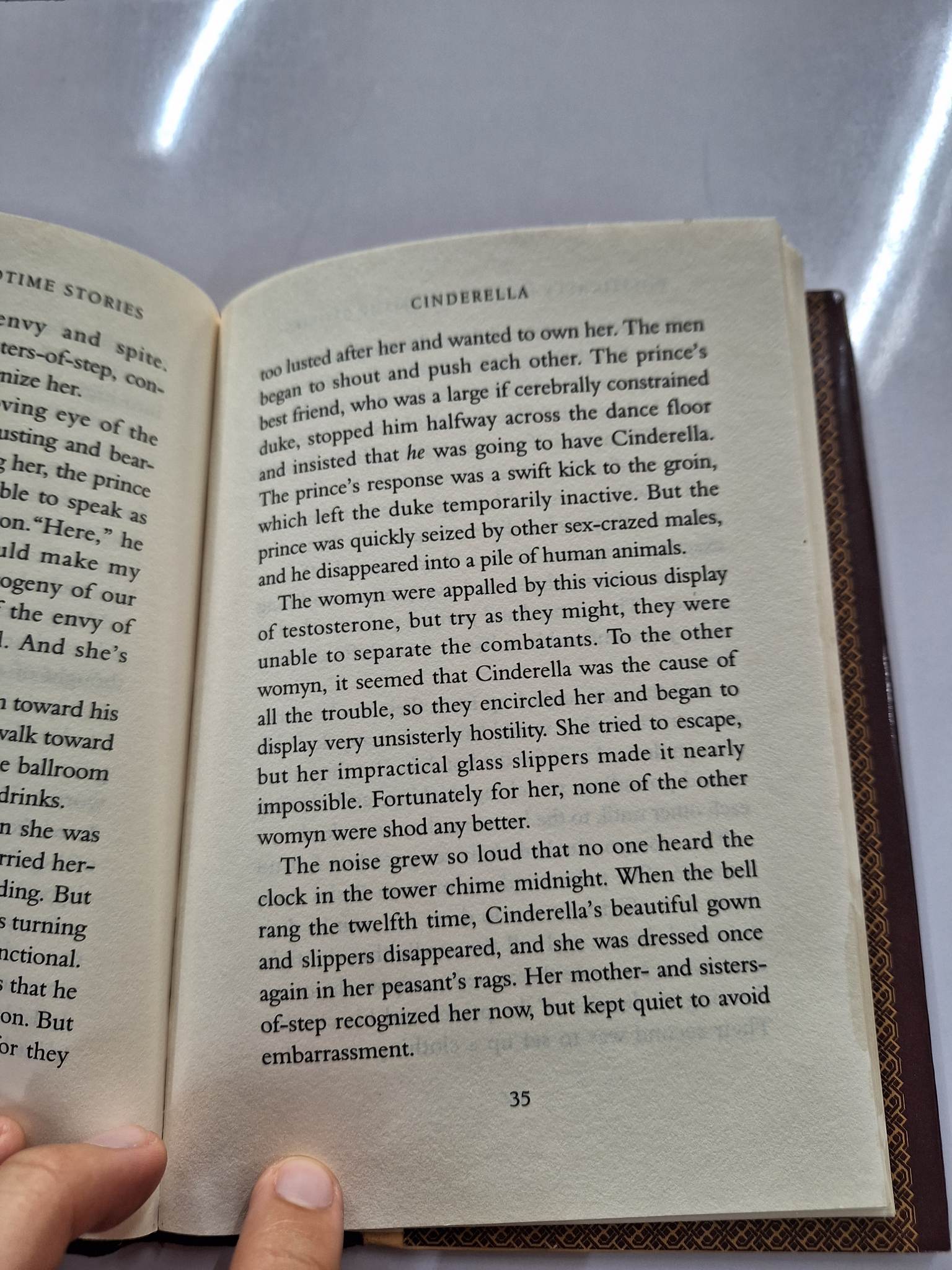 adaptation? here once lived a young wommon named Cinderella, whose natural birthmother