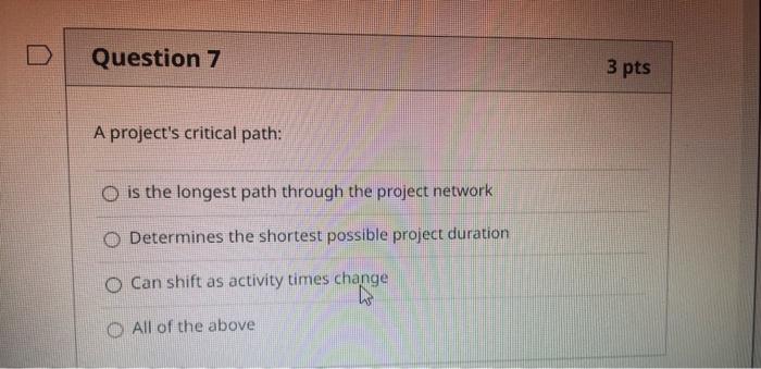  A project's critical path: is the longest path through the project