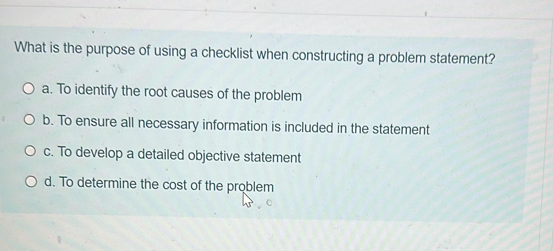  What is the purpose of using a checklist when constructing a