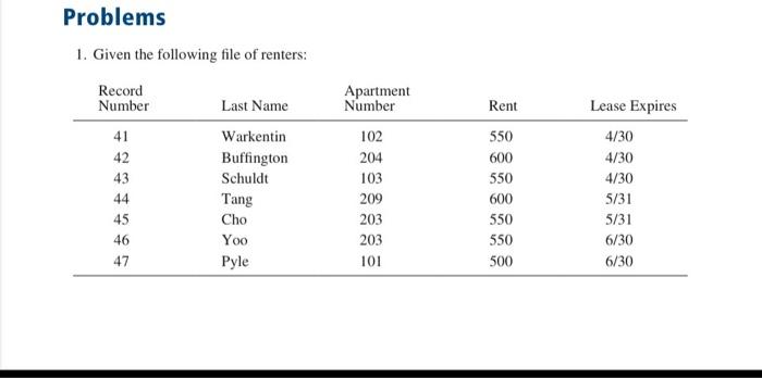 please answer problem 1 please answer 1 1. Given the following file