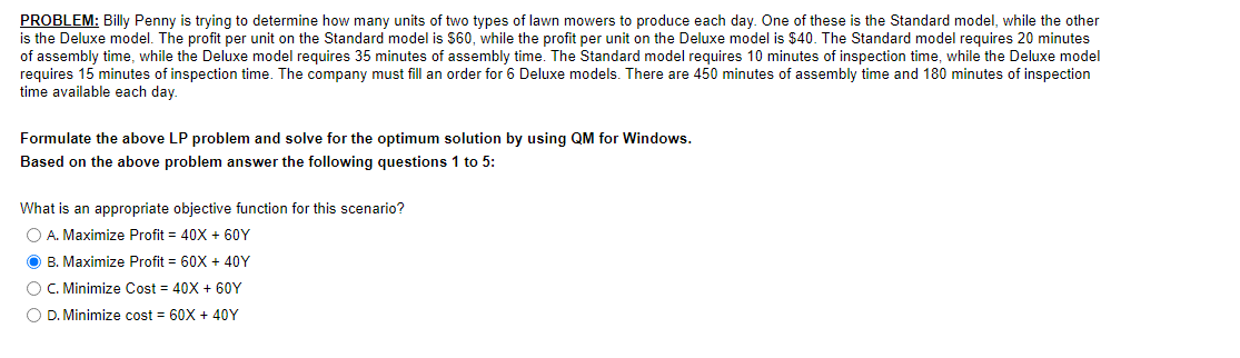  PROBLEM: Billy Penny is trying to determine how many units of