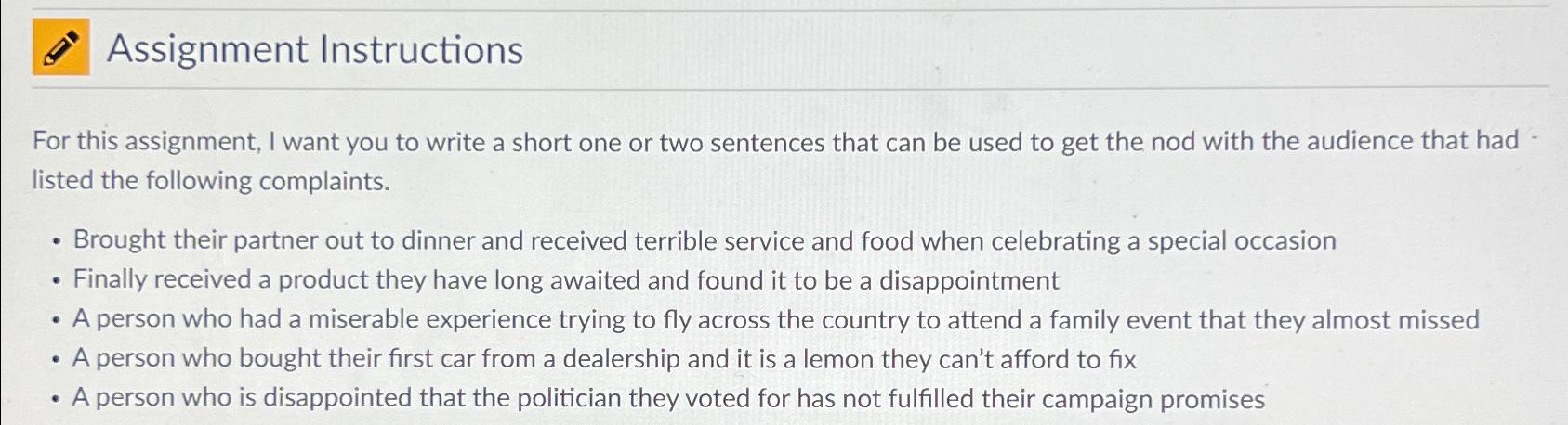  Assignment Instructions For this assignment, I want you to write a