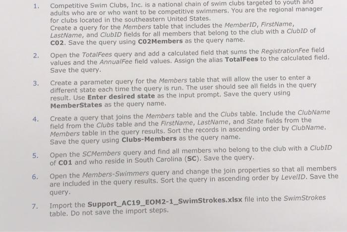 1. 2. 3. 4. 5. 6. 7. Competitive Swim Clubs, Inc. is