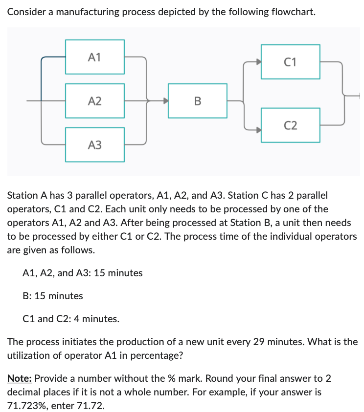  Consider a manufacturing process depicted by the following flowchart. Station A