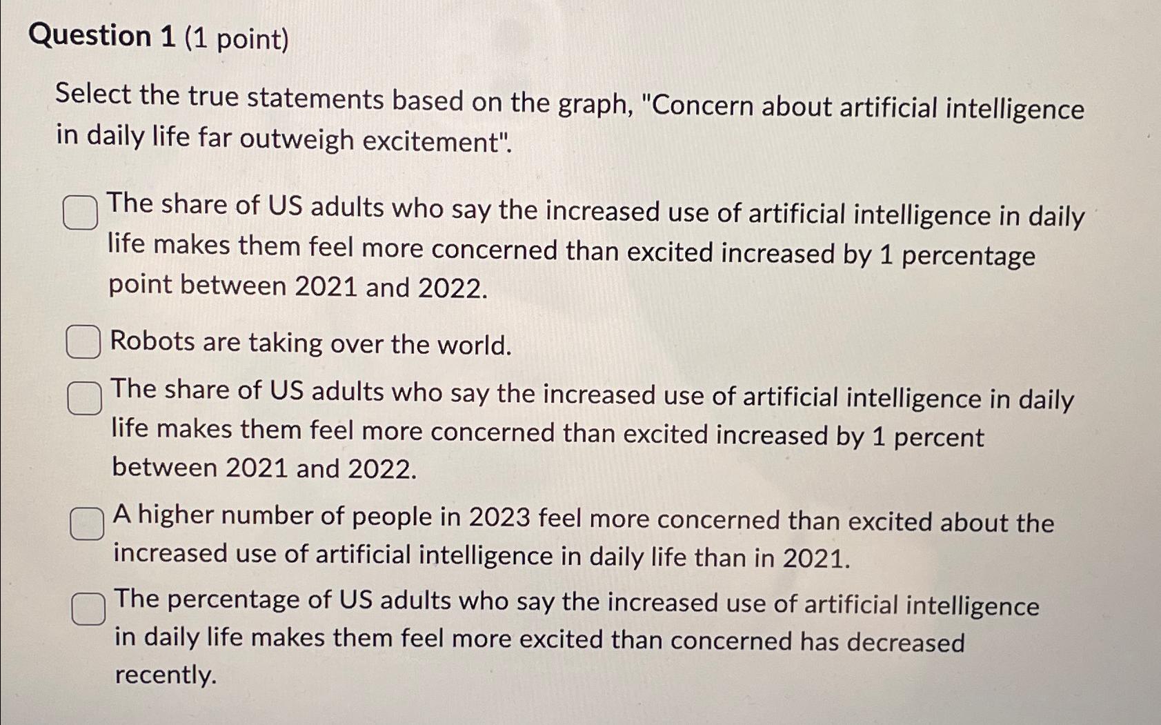  Question 1(1 point) Select the true statements based on the graph,