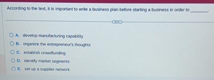  According to the text, it is important to write a business