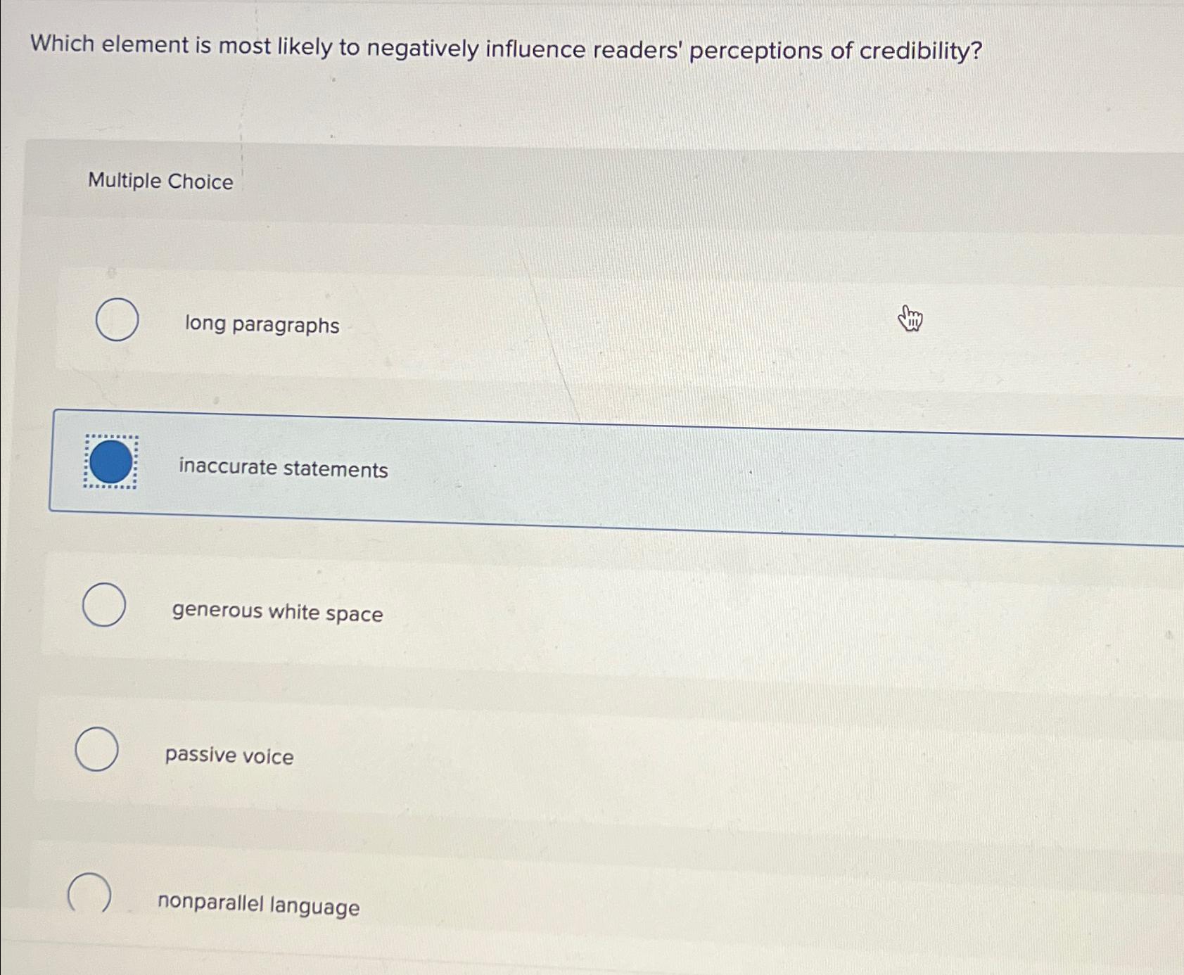  Which element is most likely to negatively influence readers' perceptions of