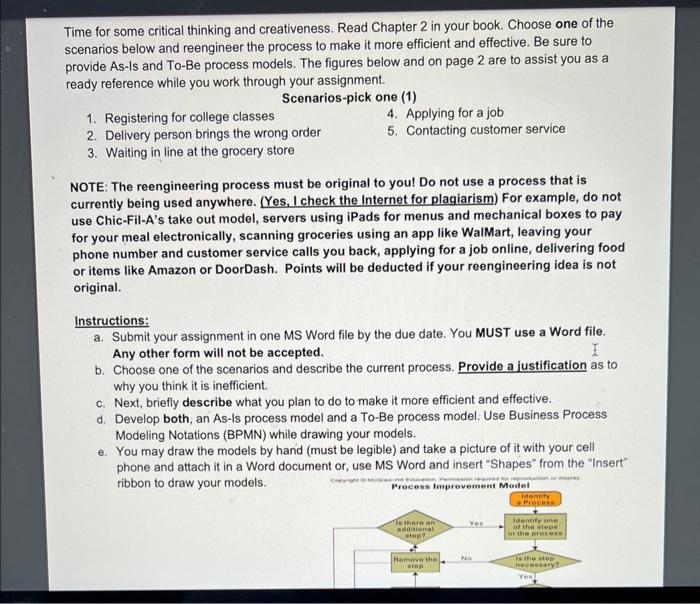  Time for some critical thinking and creativeness. Read Chapter 2 in