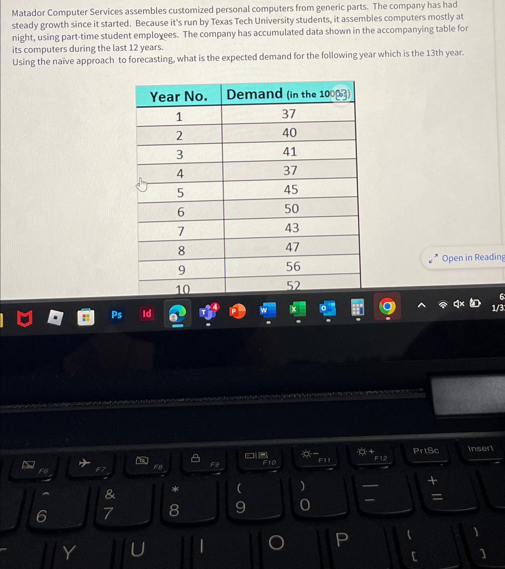  Matador Computer Services assembles customized personal computers from generic parts. The