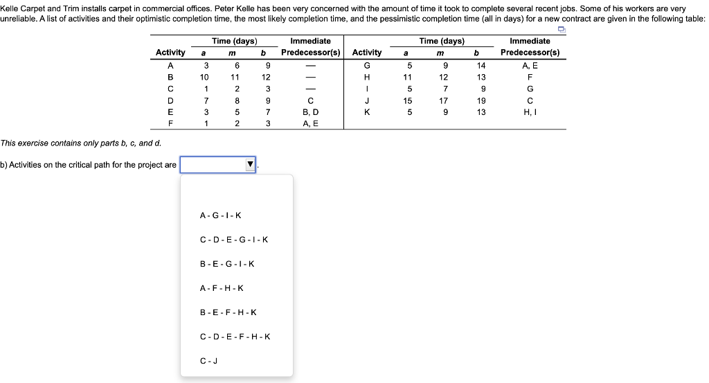 This exercise contains only parts b, c, and d. Part 2