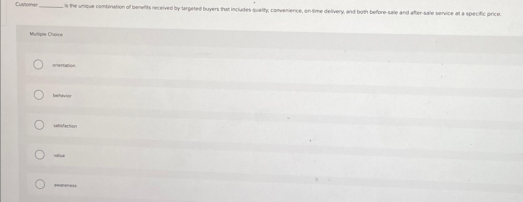  Customer Multiple Choice orientation behavior satisfaction value awareness 
