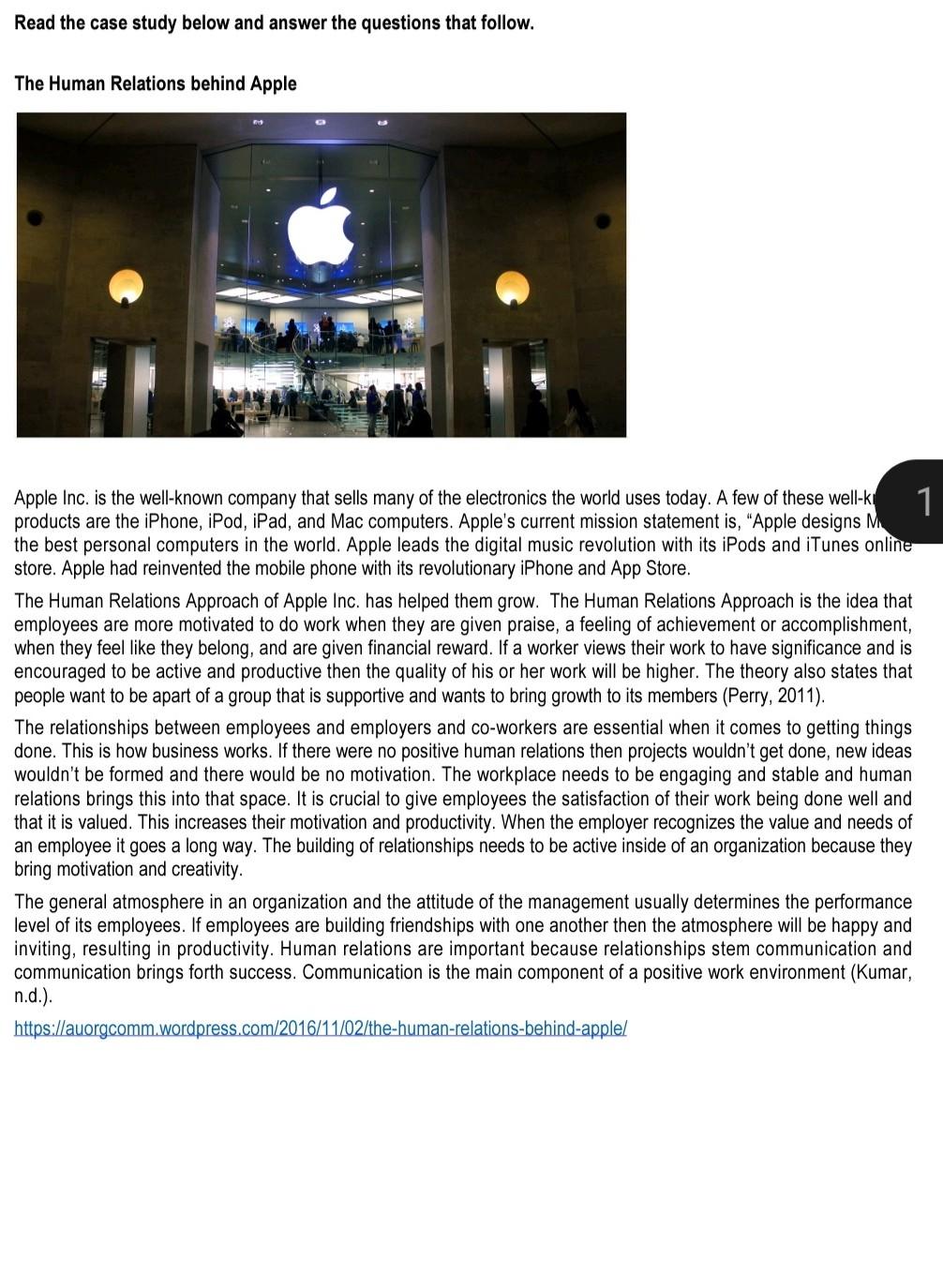  Read the case study below and answer the questions that follow.