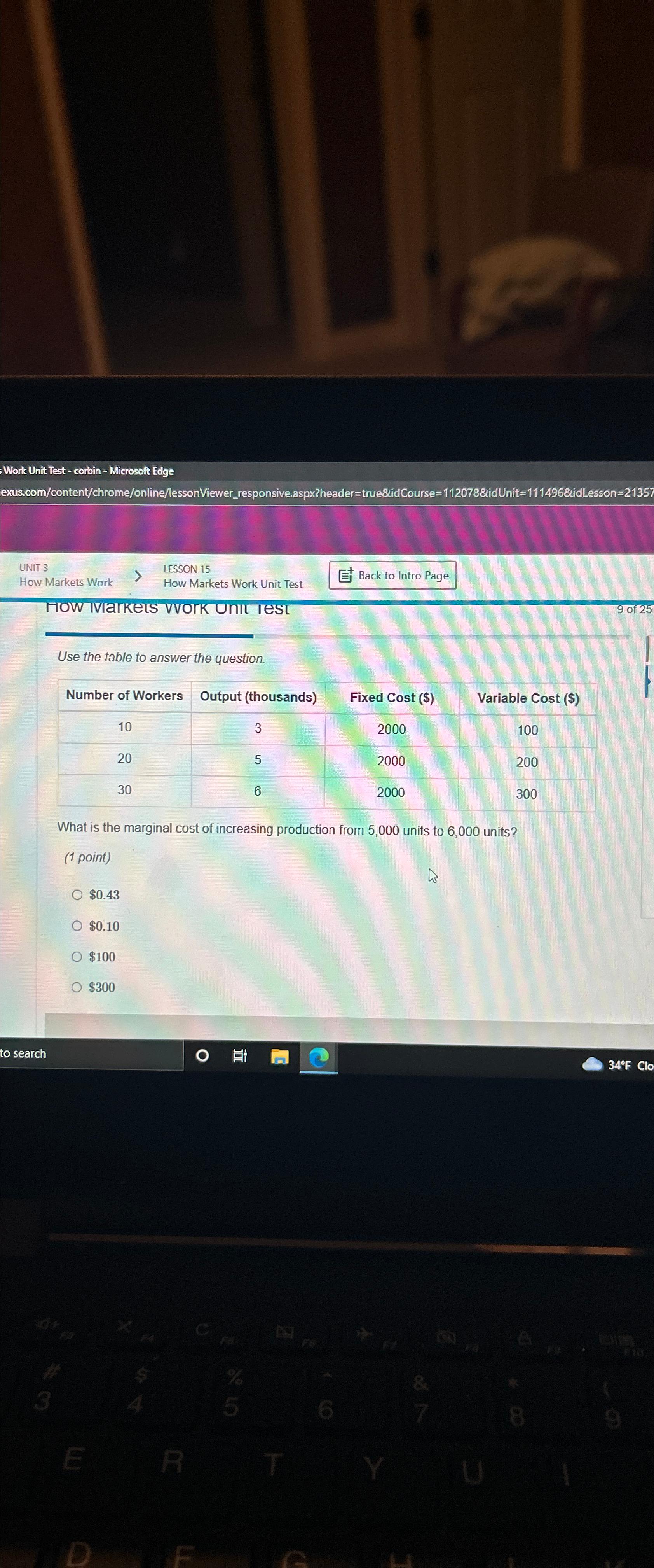  Work Unit Test - corbin - Microsoft Edge exus.com/content/chrome/online/lessonViewer_responsive.aspx?header=true&idCourse=112078&idUnit=1114968udLesson=21357 UNIT 3