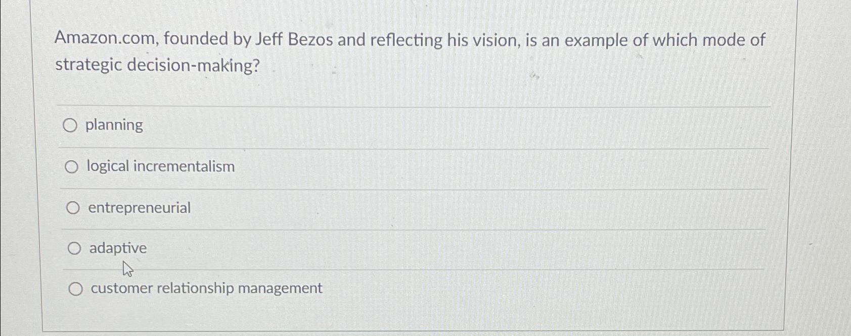  Amazon.com, founded by Jeff Bezos and reflecting his vision, is an