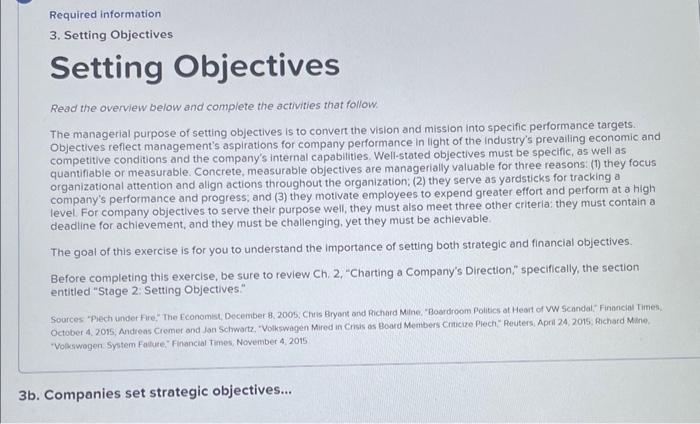 2 Setting Objectives Read the overview below and complete the activities that