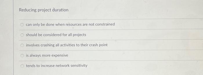  Reducing project duration can only be done when resources are not