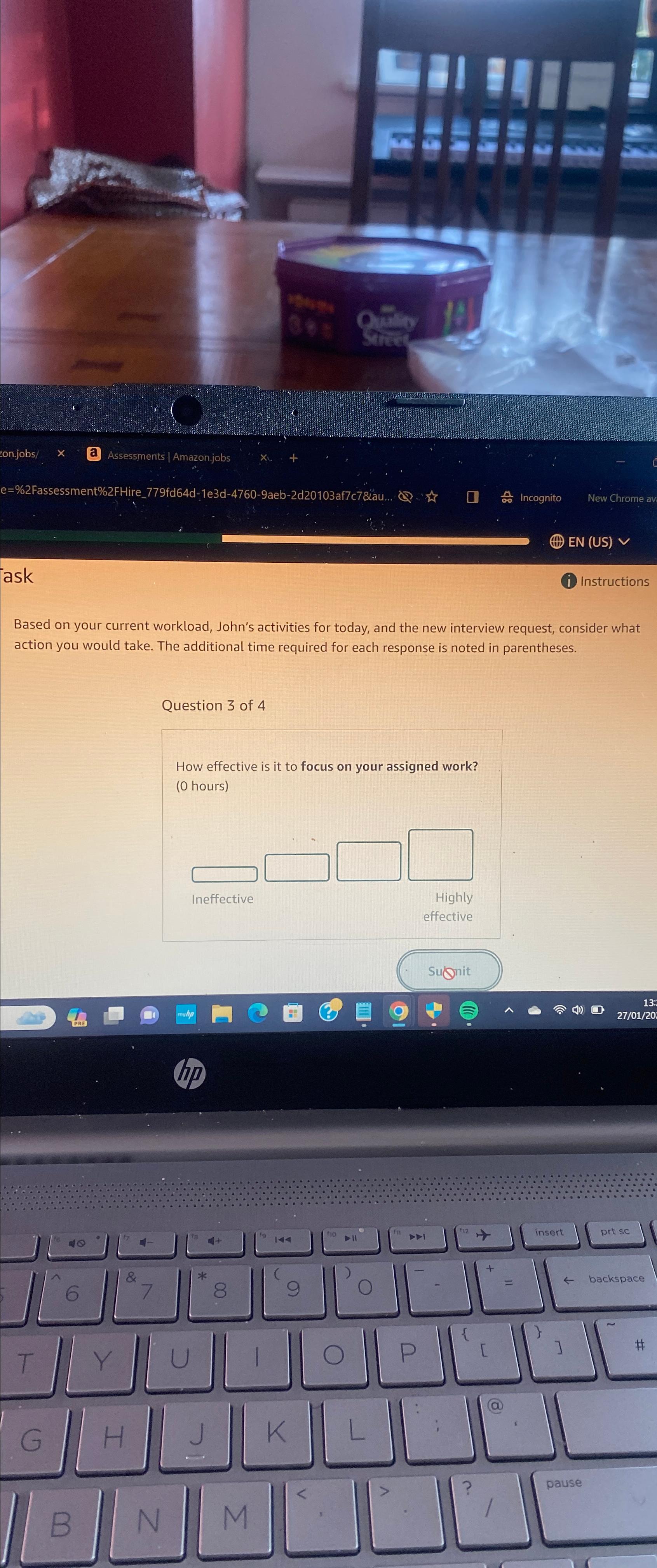  ask Instructions Based on your current workload, John's activities for today,