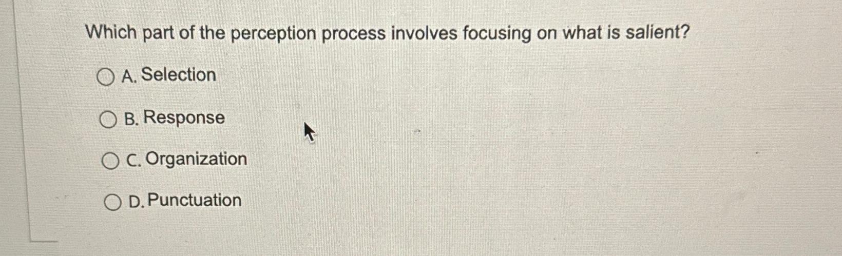  Which part of the perception process involves focusing on what is
