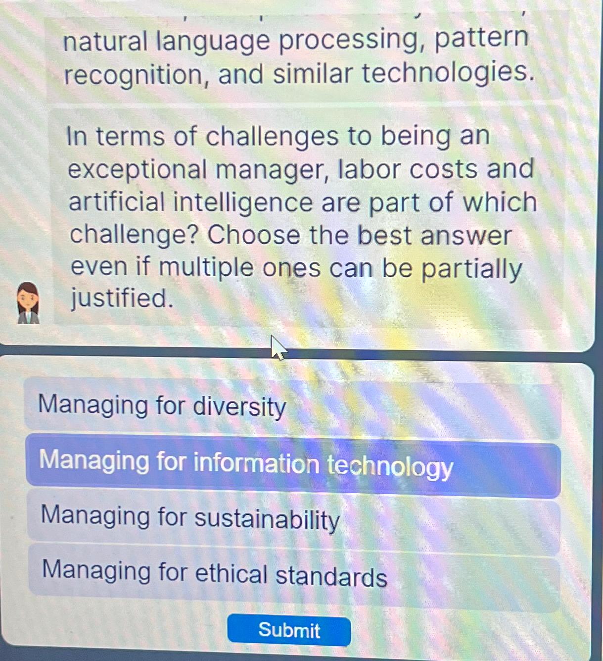  natural language processing, pattern recognition, and similar technologies. In terms of