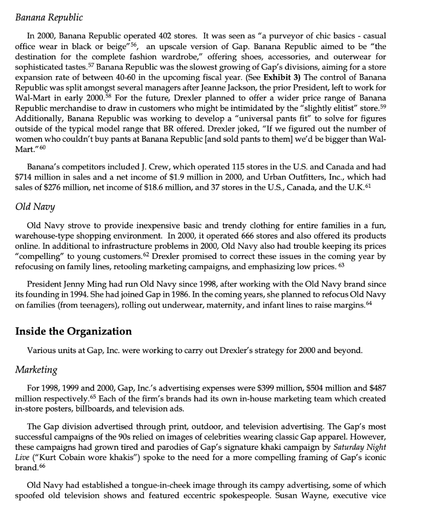 reach sales of $13.6 billion in 2000 (see Exhibit 1). Gap had