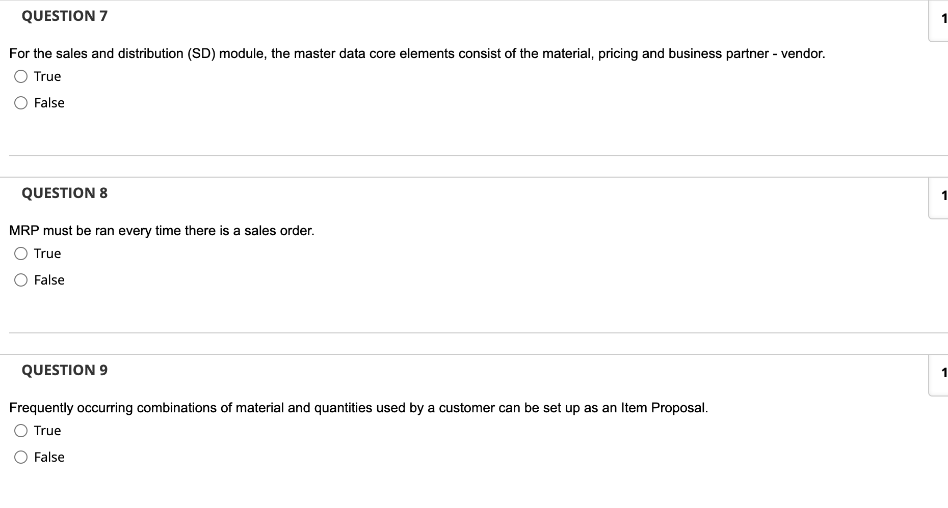 QUESTION 3 A sales order can be created for a delivery note.