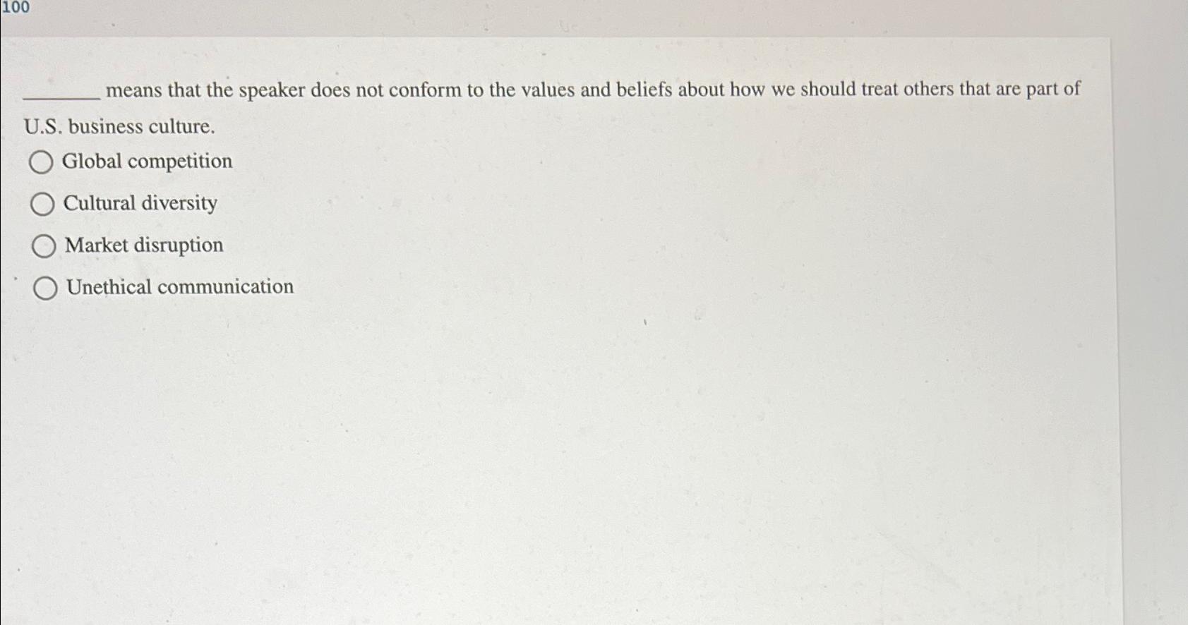  means that the speaker does not conform to the values and