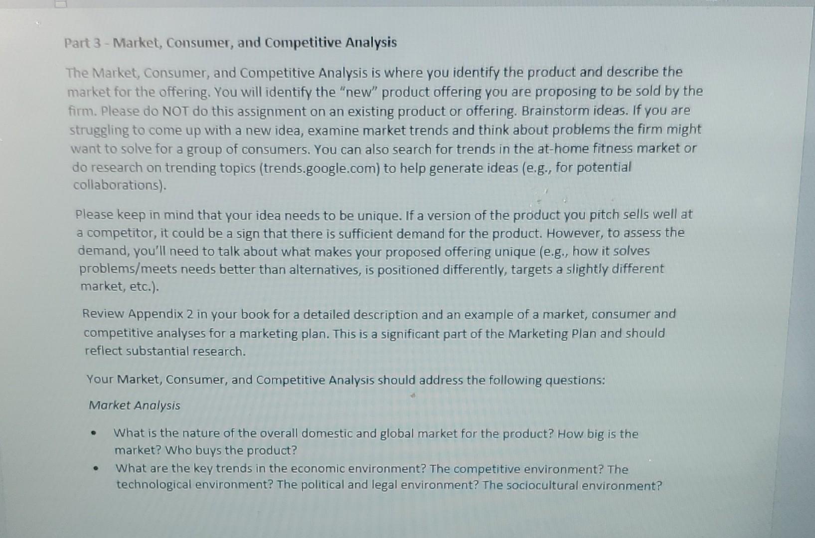 assignment to apply course material to build an abbreviated marketing plan to