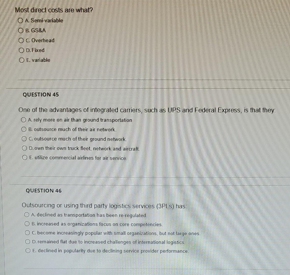  (Please don't use ChatGPT, it's incorrect) Most direct costs are what?