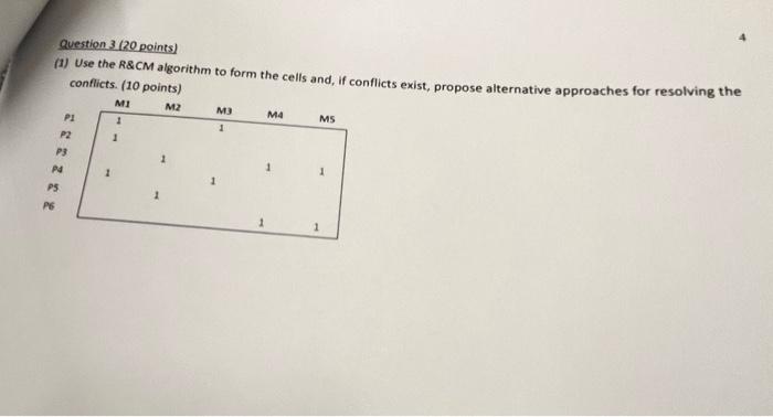 asap question 3 (20 points) (1) Use the R\&CM algorithm to form