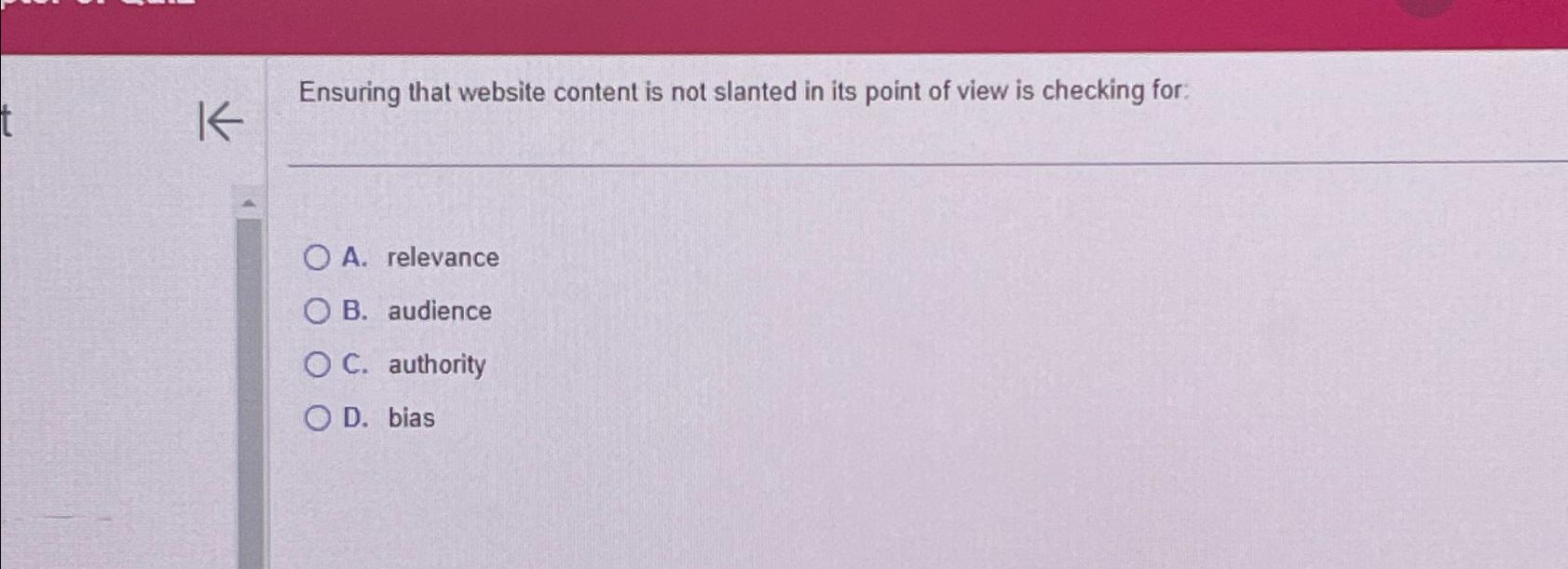  Ensuring that website content is not slanted in its point of