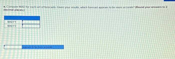 which forecast appears to be more accurate? (Round your onswers to 2