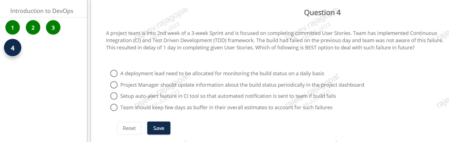 Introduction to DevOps 1 2 3 4 A deployment lead need
