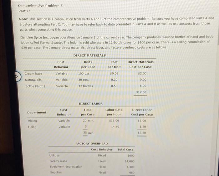  Comprehensive Problem 5 Part C: Note: This section is a continuation
