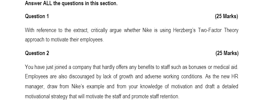 https:/ike1020.wordpress.com/motivation/ Question 1 (25 Marks) With reference to the extract, critically argue