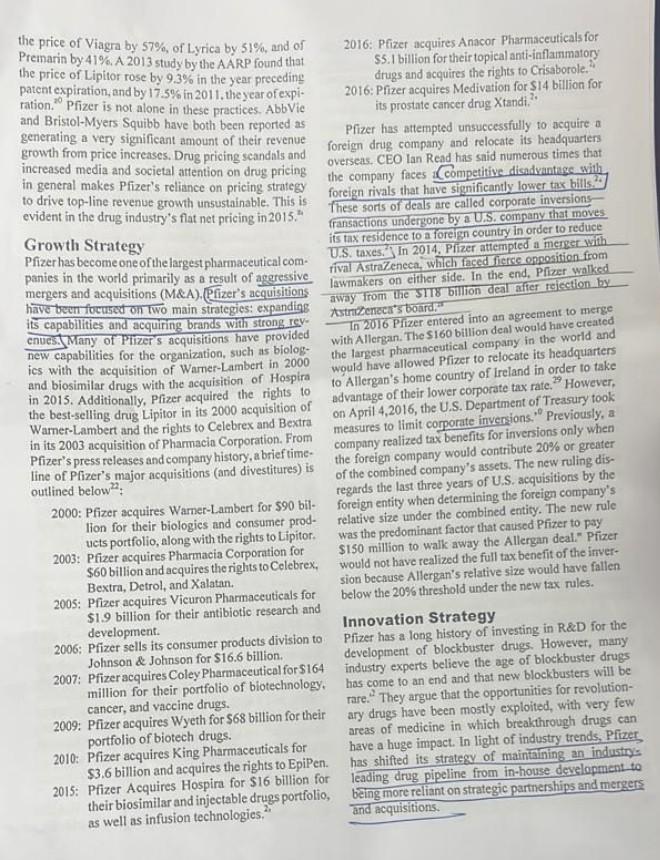 Analyse by identifying Pfizer's sources of profitability using framework and tools of