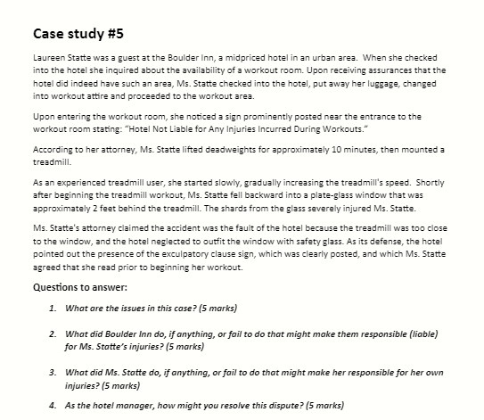 Case study \#5 Laureen Statte was a guest at the Boulder