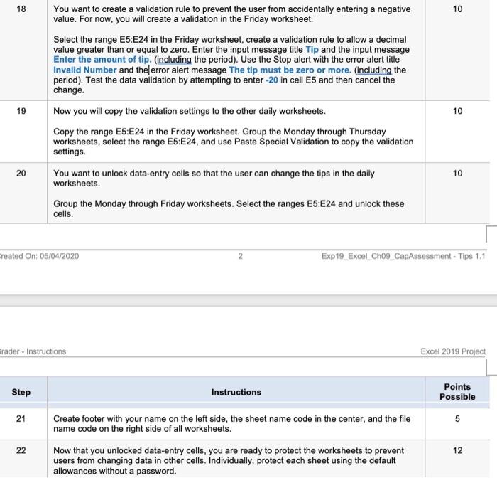 worksheets and finalizing the weekly ummary. The restaurant requires tip sharing, so
