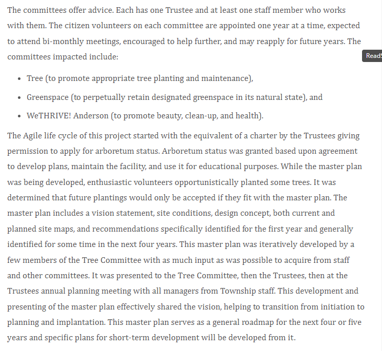 was possible to state a vision for the outcomes, but way too