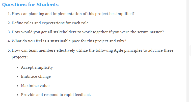 use an agile approach. Success from this project is defined as helping