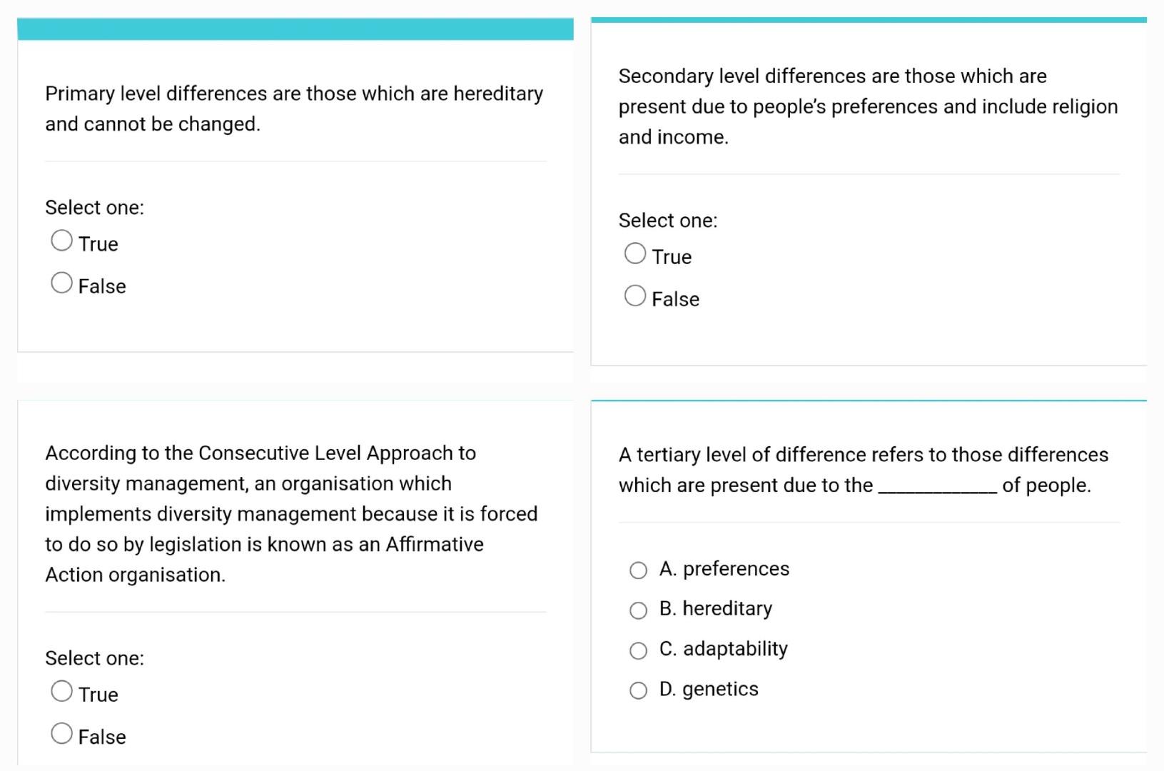 Primary level differences are those which are hereditary and cannot be