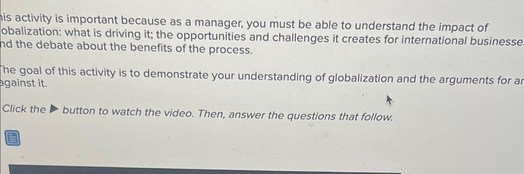  is activity is important because as a manager, you must be