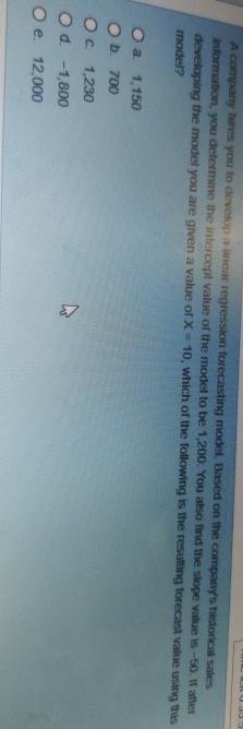  Acompany hures you to devitop a inear regression forecasting moded, Based