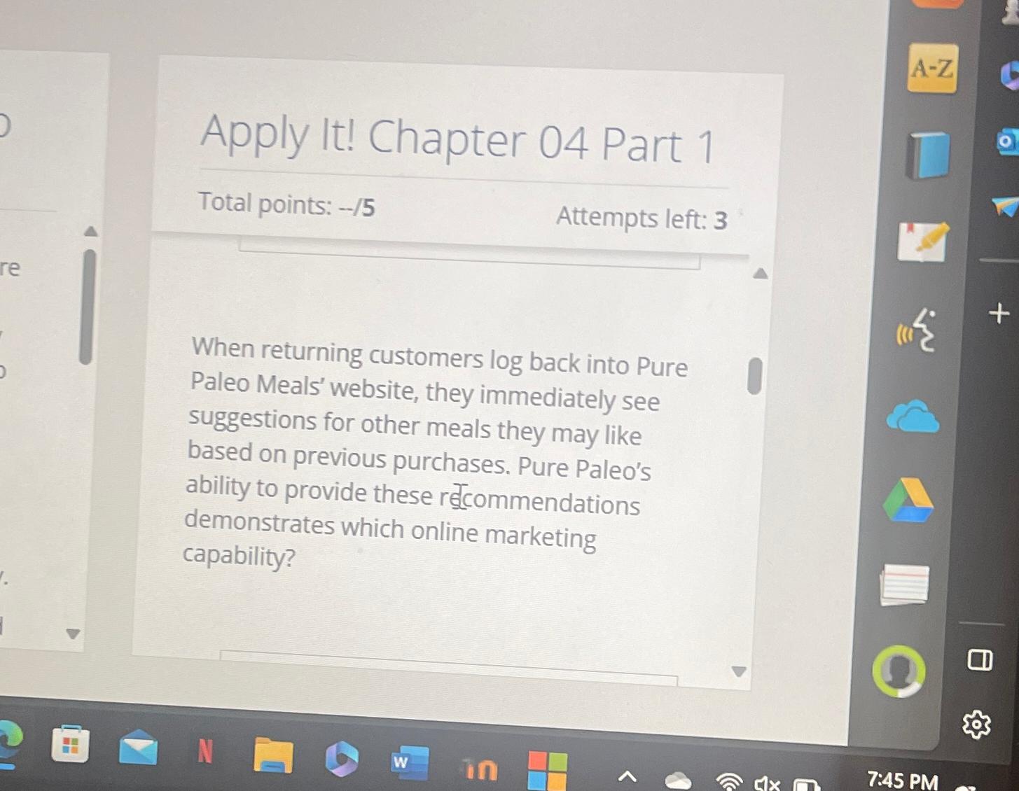  Apply It! Chapter 04 Part 1 Total points: -5 Attempts left: