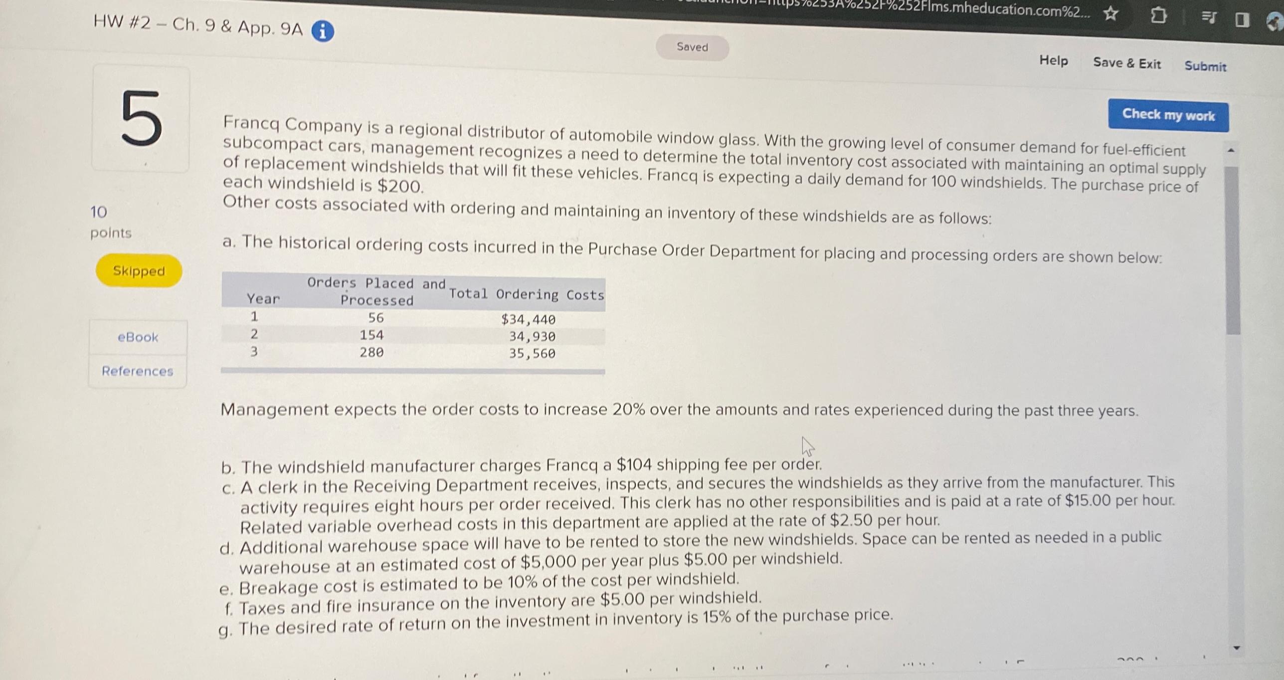  HW#2- Ch.9 & App. 9 A (i Saved Help Save &