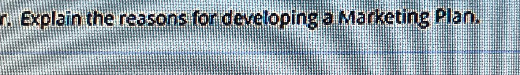  Explain the reasons for developing a Marketing Plan. 